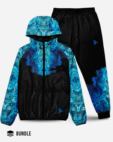 Flow of Being Blue Outfit Jogger + Wind Jacke